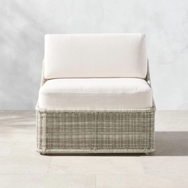 Nino Ivory Rattan Outdoor Lounge Chair With Ivory Boucle Sunbrella® Cushions 3 Nino Ivory Rattan Outdoor Lounge Chair With Ivory Boucle Sunbrella® Cushions