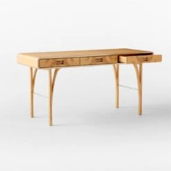 Noemie 3-Drawer Burl Wood Office Desk -Cb2 NoemieBurlDeskAV2SSS23