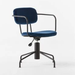 Nyle Navy Blue Velvet Office Chair -Cb2 NyleNavyVlvtChair3QSSS23