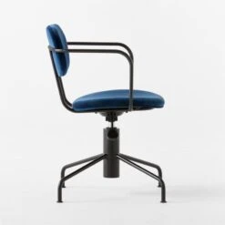 Nyle Navy Blue Velvet Office Chair -Cb2 NyleNavyVlvtChairSDSSS23