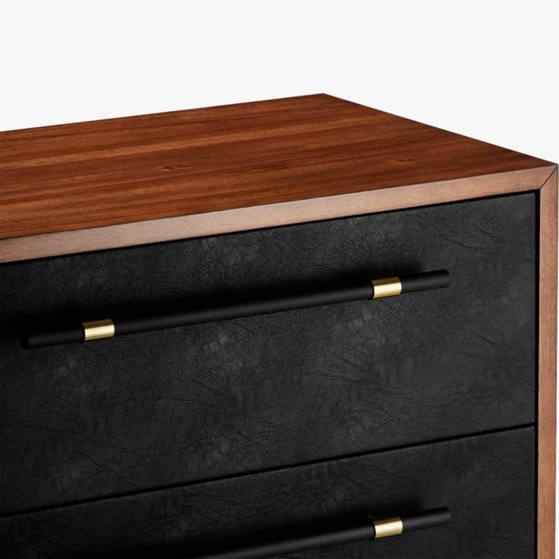 Oberlin 4-Drawer Black Leather And Wood Dresser 11 Oberlin 4-Drawer Black Leather And Wood Dresser - Image 9