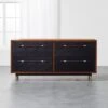 Oberlin 4-Drawer Black Leather And Wood Dresser 2 Oberlin 4-Drawer Black Leather And Wood Dresser -Cb2 OberlinLowDresserSHS18 1x1