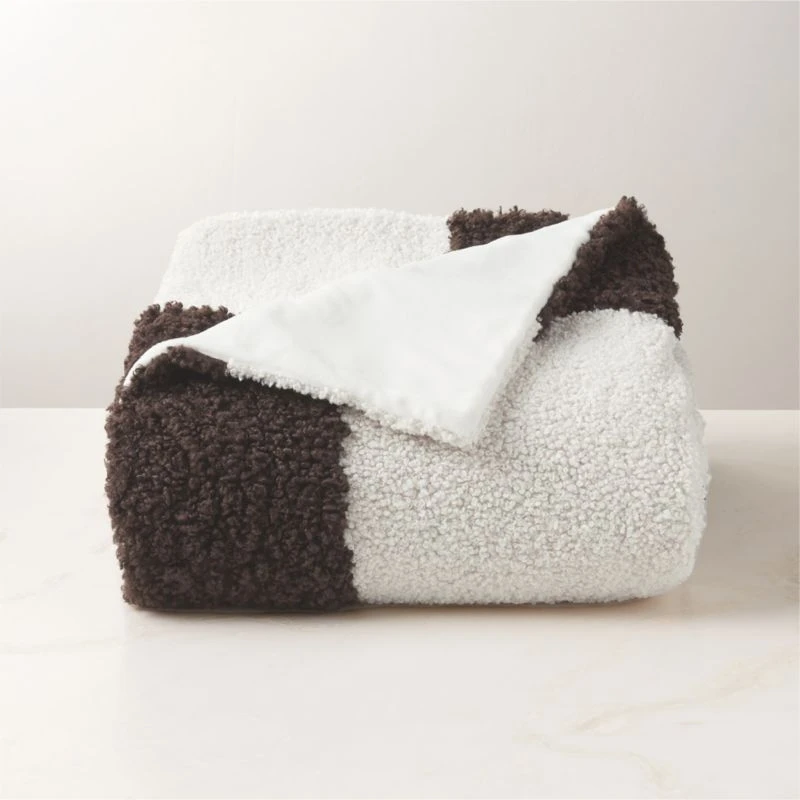 Olio Dark Brown And White Faux Fur Throw Blanket 3 Olio Dark Brown And White Faux Fur Throw Blanket