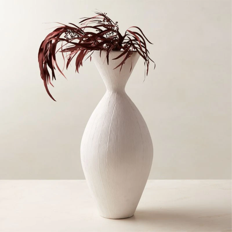 Olpe Ribbed White Terracotta Vase 4 Olpe Ribbed White Terracotta Vase - Image 2