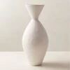 Olpe Ribbed White Terracotta Vase -Cb2 OlpeWhiteRibbedVaseSHF23