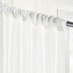White Linen Openweave Window Curtain Panel 48''x84'' 10 White Linen Openweave Window Curtain Panel 48''x84'' -Cb2 OpnwvWhtLn96CurtainPnlAV2SHS23