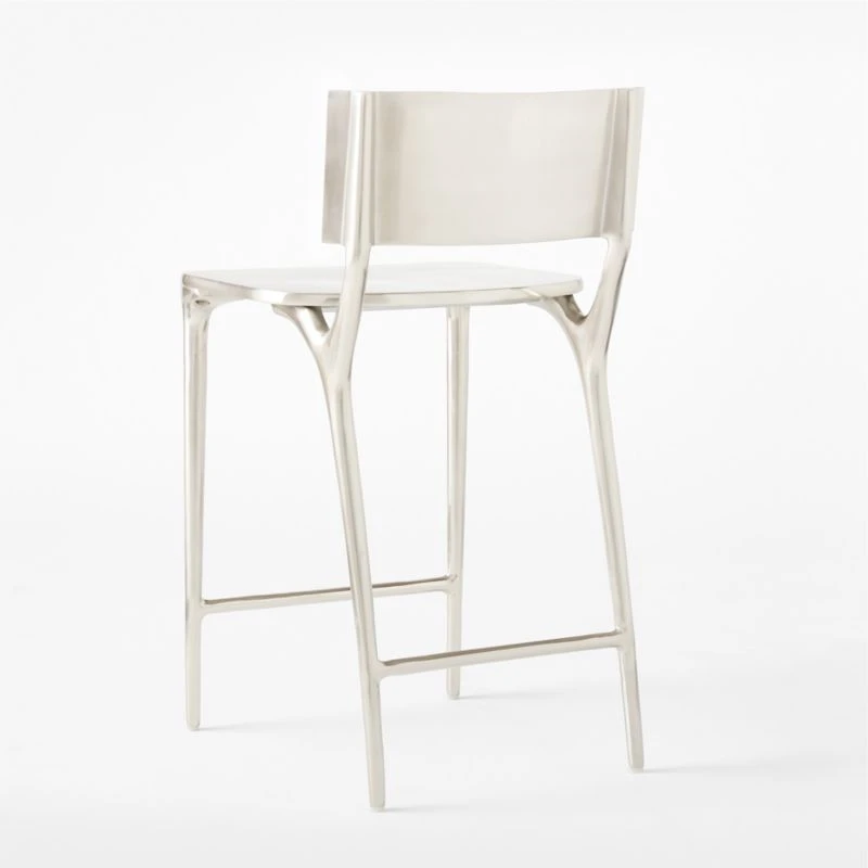 Oro Polished Silver Counter Stool Set Of 2 8 Oro Polished Silver Counter Stool Set Of 2 - Image 6