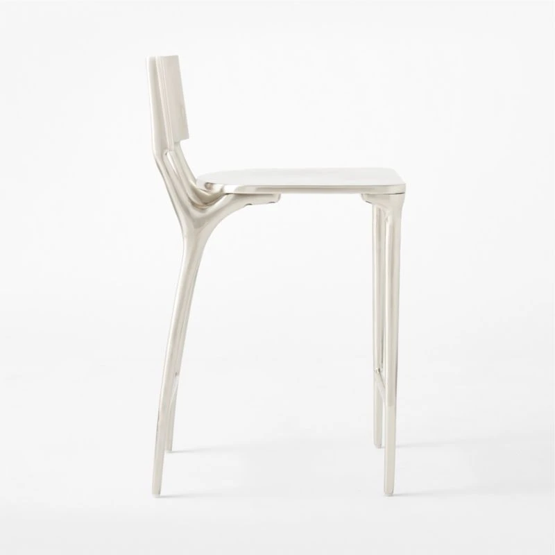 Oro Polished Silver Counter Stool Set Of 2 7 Oro Polished Silver Counter Stool Set Of 2 - Image 5