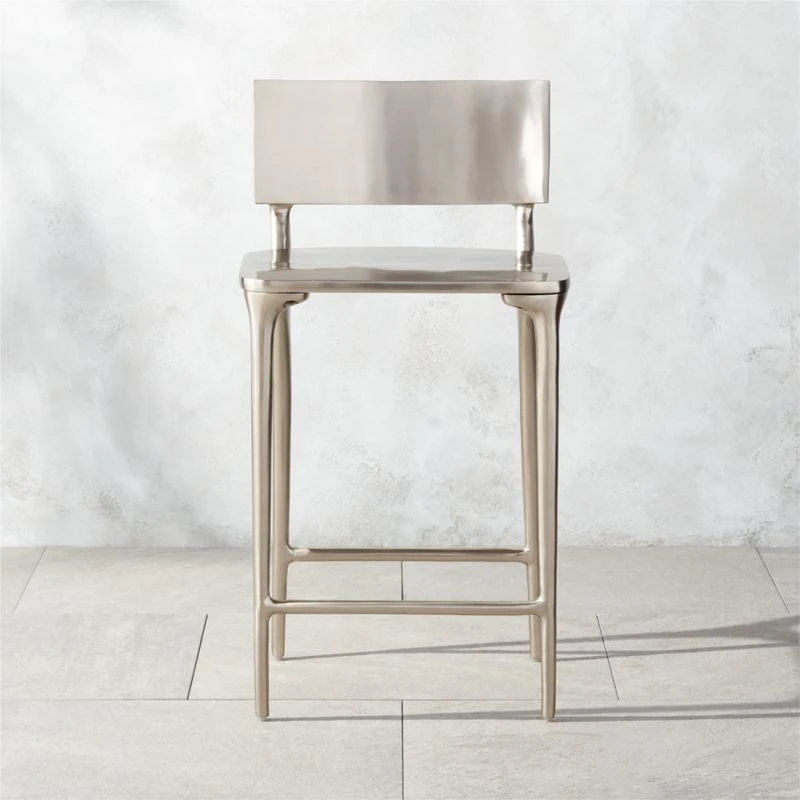 Oro Polished Silver Counter Stool Set Of 2 3 Oro Polished Silver Counter Stool Set Of 2