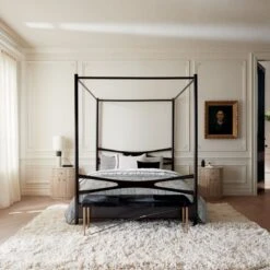 Cameo Curved Whitewashed Wood Nightstand With Drawer 15 Cameo Curved Whitewashed Wood Nightstand With Drawer -Cb2 OsloQueenBlackCanopyOC20 1x1