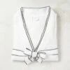 Overlock White Bathrobe With Black Trim S/M -Cb2 OverlockWtWBkTrimRobeSmMdSHS23