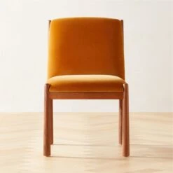 Paglia Rust Orange Velvet Dining Chair