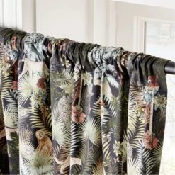 Palm Grove Jungle-Print Window Curtain Panel 48"x84" -Cb2 PalmGroveCrtnPanel96inAV2SHF22