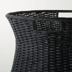 Palmer Black Wicker Storage Basket -Cb2 PalmerBlackTprdBasketAV2SHS23