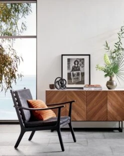Suspend Marble And Brown Walnut Wood Media Console -Cb2 ParlayBlackLeatherLoungeJL19
