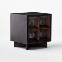 Paseo 2-Drawer Carved Black Oak Wood Nightstand -Cb2 PaseoNightstand3QSSF21