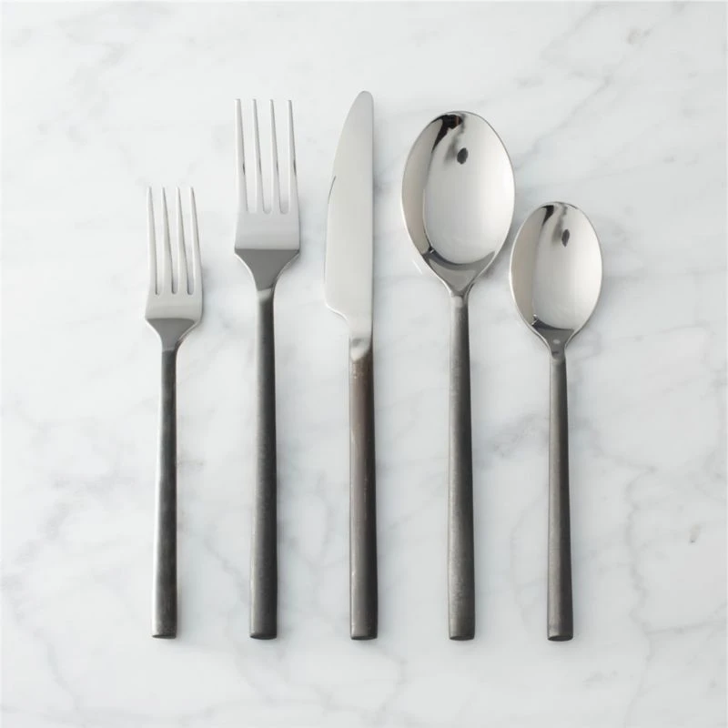 20-Piece Rush Blackened Handle Flatware Set 3 20-Piece Rush Blackened Handle Flatware Set