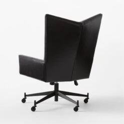 Bowtie Black Leather Office Chair Model 3002 -Cb2 PaulMcCobbBwtBkLtOffcChr3QBSSS23