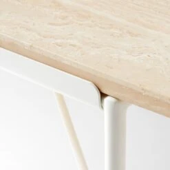 Pavilion Large Ivory Metal Outdoor Patio Dining Table With Travertine Top Model 6142 -Cb2 Pavilion6141IvDnTbWTrvTpAVSSS22