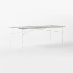 Pavilion Ivory Metal Outdoor Dining Table With Marble Top Large Model 6142 -Cb2 Pavilion6142LIvDnTbWMbTp3QSSS23