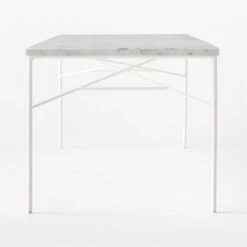 Pavilion Ivory Metal Outdoor Dining Table With Marble Top Large Model 6142 -Cb2 Pavilion6142LIvDnTbWMbTpSDSSS23