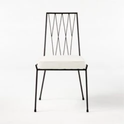 Pavilion Black Armless Outdoor Dining Chair With Ivory Sunbrella ® Cushion Model 6150 -Cb2 Pavilion6350IvArmlssDnChSOSSS21