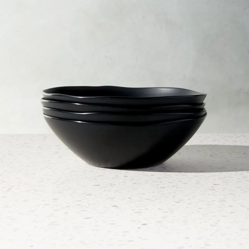 Pebble Matte Black Melamine Salad Bowl Set Of 4 3 Pebble Matte Black Melamine Salad Bowl Set Of 4