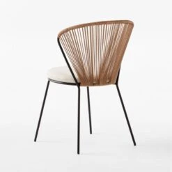 Peek Rattan Outdoor Dining Chair With Ivory Sunbrella® Cushion -Cb2 PeekDiningChair3QBSSS23