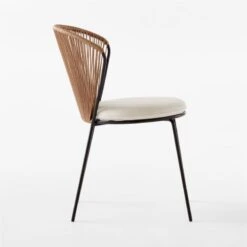 Peek Rattan Outdoor Dining Chair With Ivory Sunbrella® Cushion -Cb2 PeekDiningChairSDSSS23