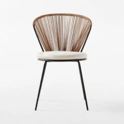 Peek Rattan Outdoor Dining Chair With Ivory Sunbrella® Cushion -Cb2 PeekDiningChairSOSSS23