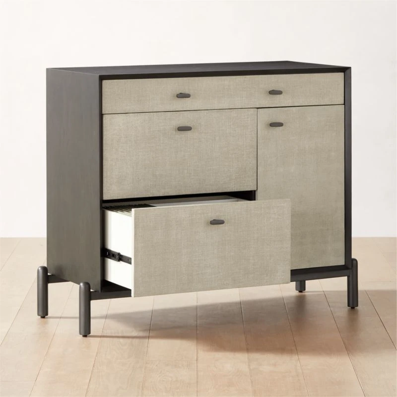 Perch Lacquered Linen File Cabinet 4 Perch Lacquered Linen File Cabinet - Image 2