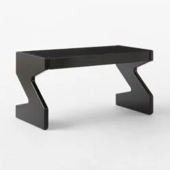 Perno 2-Drawer High-Gloss Black Oak Wood Desk 20 Perno 2-Drawer High-Gloss Black Oak Wood Desk -Cb2 PernoDesk3QBSSS23