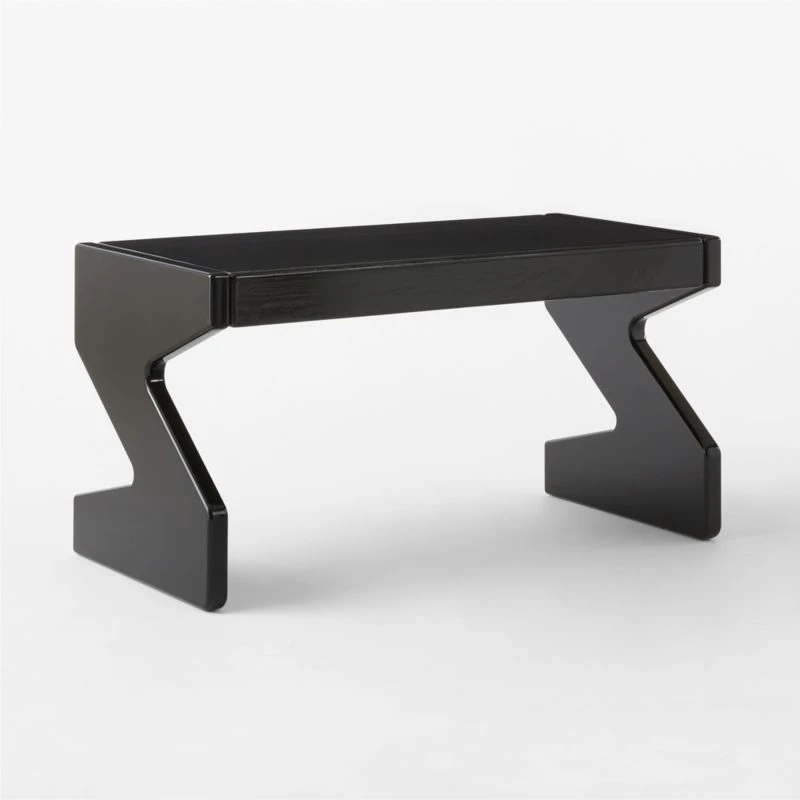 Perno 2-Drawer High-Gloss Black Oak Wood Desk 11 Perno 2-Drawer High-Gloss Black Oak Wood Desk - Image 9