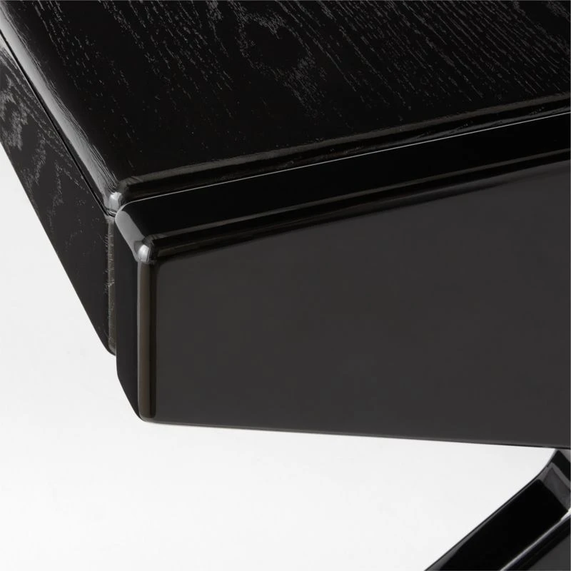 Perno 2-Drawer High-Gloss Black Oak Wood Desk 12 Perno 2-Drawer High-Gloss Black Oak Wood Desk - Image 10