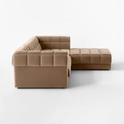 Pezzo 4-Piece L-Shaped Toffee Brown Velvet Sectional Sofa With Left Arm -Cb2 Pezzo4PcBgVlvtLASectSDSSS23