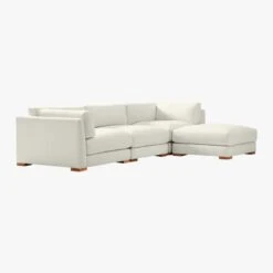 Piazza 4-Piece Modular White Linen Sectional Sofa -Cb2 PiazzaSnow4PcModSect3QF19