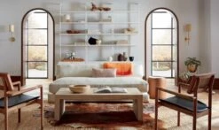 Piazza Apartment Sofa With White Oak Legs -Cb2 PiazzaSnowSofaSuedePinkJL19