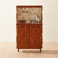 Piera Mahogany Wood Bar Cabinet -Cb2 PieraWoodBarCabinetROS22