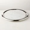 Piero Round Stainless Steel And Marble Serving Tray Set 2 Piero Round Stainless Steel And Marble Serving Tray Set -Cb2 PieroRndMrblNSSServingSSHF22
