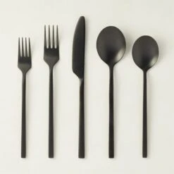 20-Piece Pin Tumbled Black Flatware Set