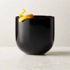 Pina Black Old-Fashioned Glass 10 Pina Black Old-Fashioned Glass -Cb2 PinaBlackSingleROF22