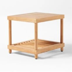 Pinet Teak Outdoor Side Table -Cb2 PinetTeakSideTable3QSSS23
