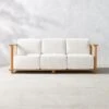Pinet Teak Outdoor Sofa With Textured Ivory Perennials® Cushions 2 Pinet Teak Outdoor Sofa With Textured Ivory Perennials® Cushions -Cb2 PinetTeakSofaSHS23