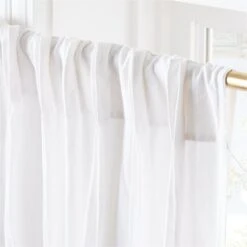 Pleated White Linen Window Curtain Panel 48"x120" 7 Pleated White Linen Window Curtain Panel 48"x120" -Cb2 PleatedLnnWtCrtnPnl96inAV2SHS22