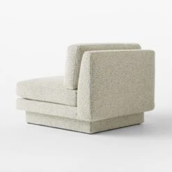 Plinth Peppered Grey Boucle Accent Chair -Cb2 PlinthGryBclChair3QBSSS23