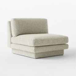 Plinth Peppered Grey Boucle Accent Chair -Cb2 PlinthGryBclChair3QSSS23