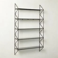 Ponte Black Metal Wall Mount Bookshelf Tall 8 Ponte Black Metal Wall Mount Bookshelf Tall -Cb2 PonteHmrdRdTallBookcaseAV2SHS22