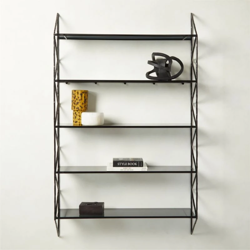 Ponte Black Metal Wall Mount Bookshelf Tall 3 Ponte Black Metal Wall Mount Bookshelf Tall