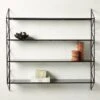 Ponte Black Metal Wall Mount Bookshelf Wide 1 Ponte Black Metal Wall Mount Bookshelf Wide -Cb2 PonteHmrdRdWideBookcaseAVSHS22