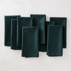 Poplin Dark Green Cloth Napkins Set Of 8